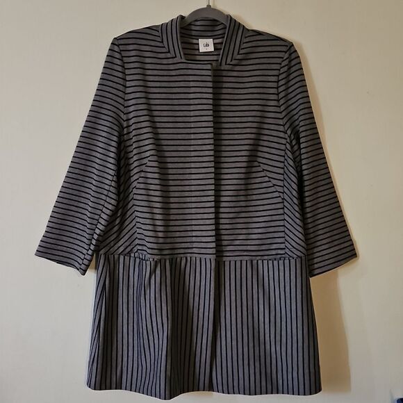 Cabi Striped Car Coat Long Jacket L - Picture 1 of 8